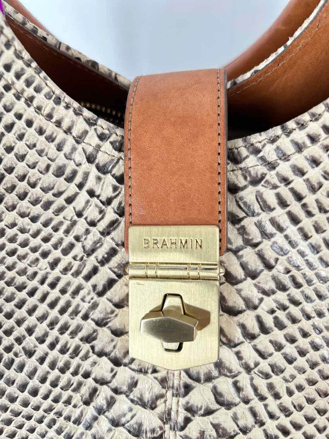 Brahmin Snake Genuine Leather Pre Owned Satchel