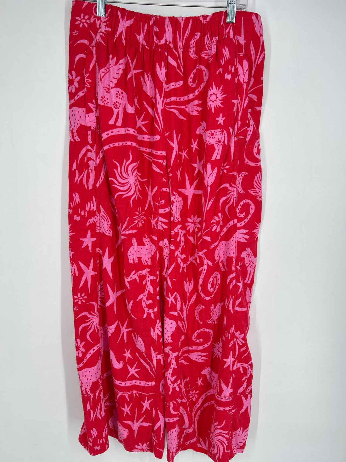 Free People Size M Red & Pink Print Pants