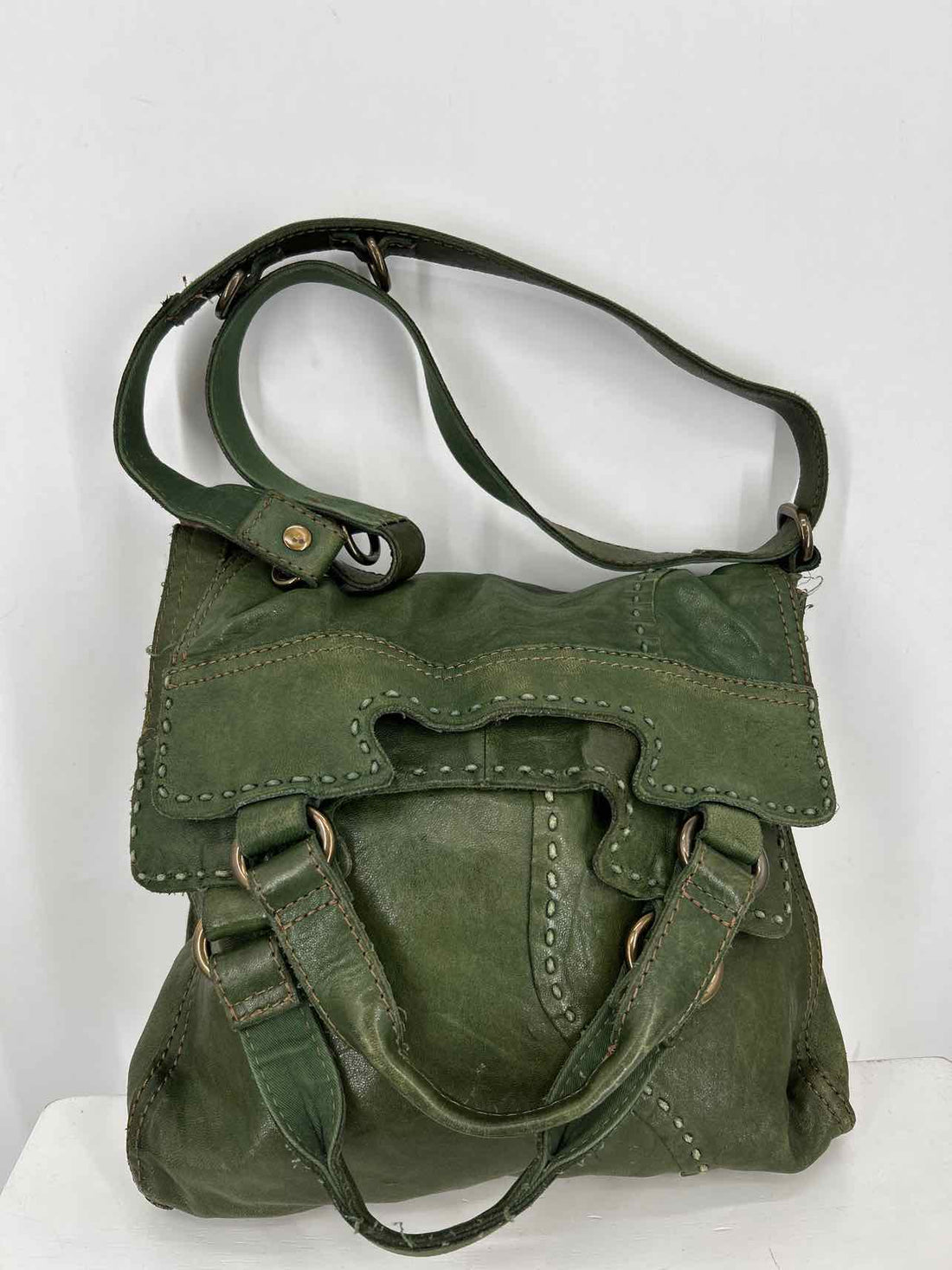 Lucky Brand Dark Green Leather Vintage Messenger