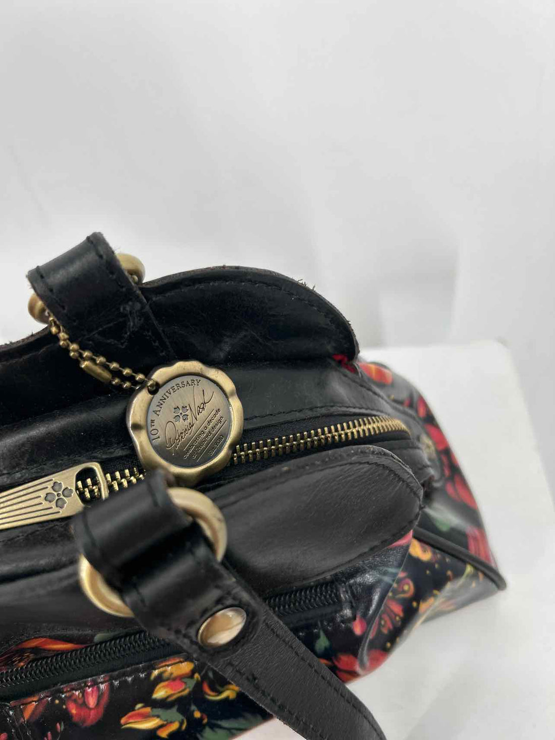 Patricia Nash Black Floral Leather Pre Owned Tote