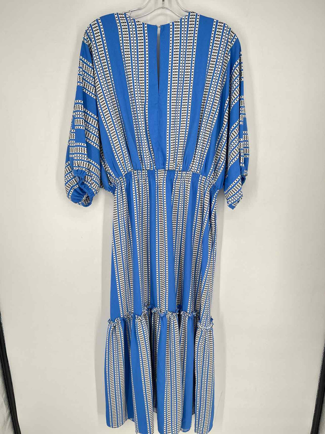 Taylor Size 16 Blue & White Striped Short Sleeve Maxi