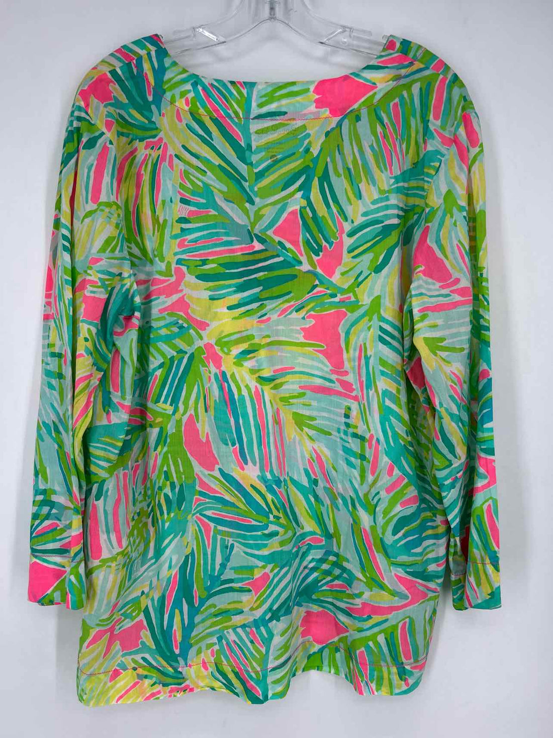 Lilly Pulitzer XL Green & Pink Print Cotton Lilly Pulitzer Top