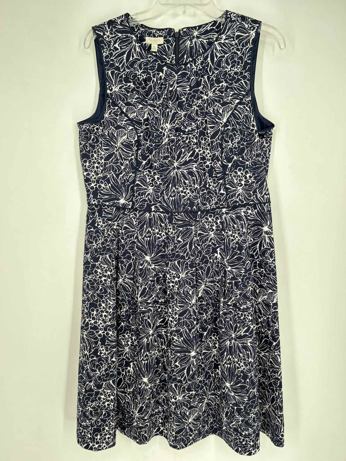 Talbots Size 16P Navy Print Sleeveless Dress
