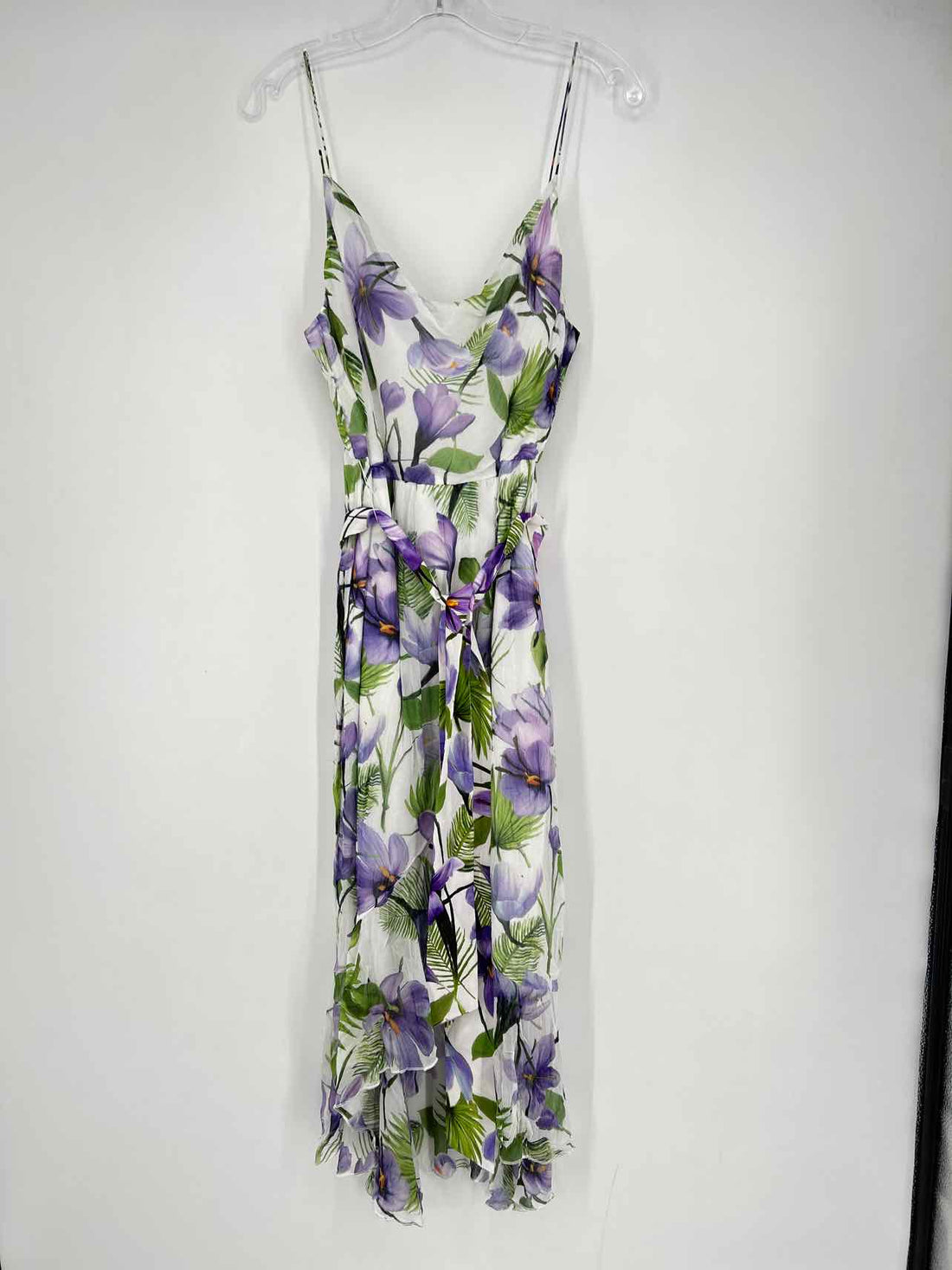 Alice + Olivia Size 10 White Purple & Green Floral NWT Dress