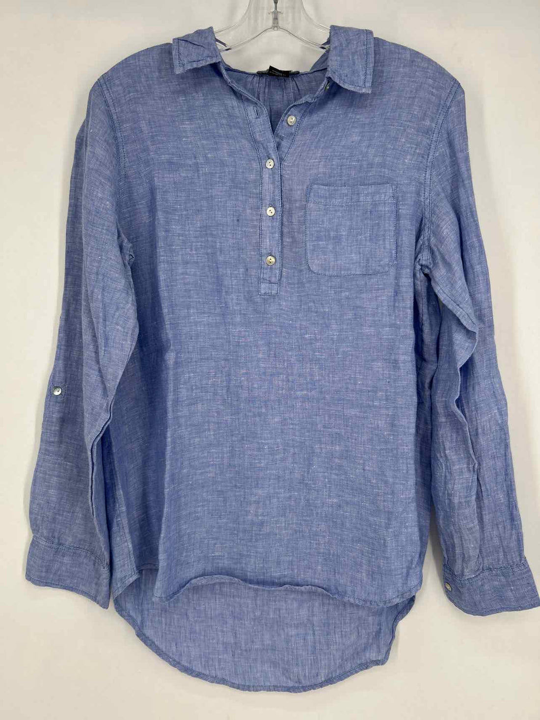 Jones New York Size S Blue Linen Long Sleeve