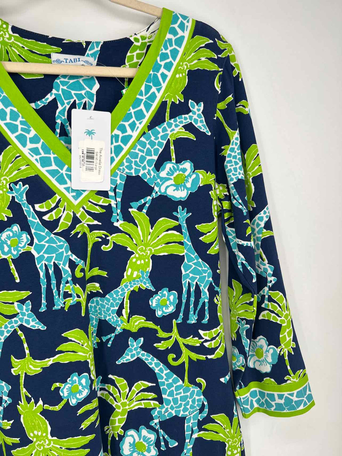 Tabi Size L Navy & Green Print NWT Dress