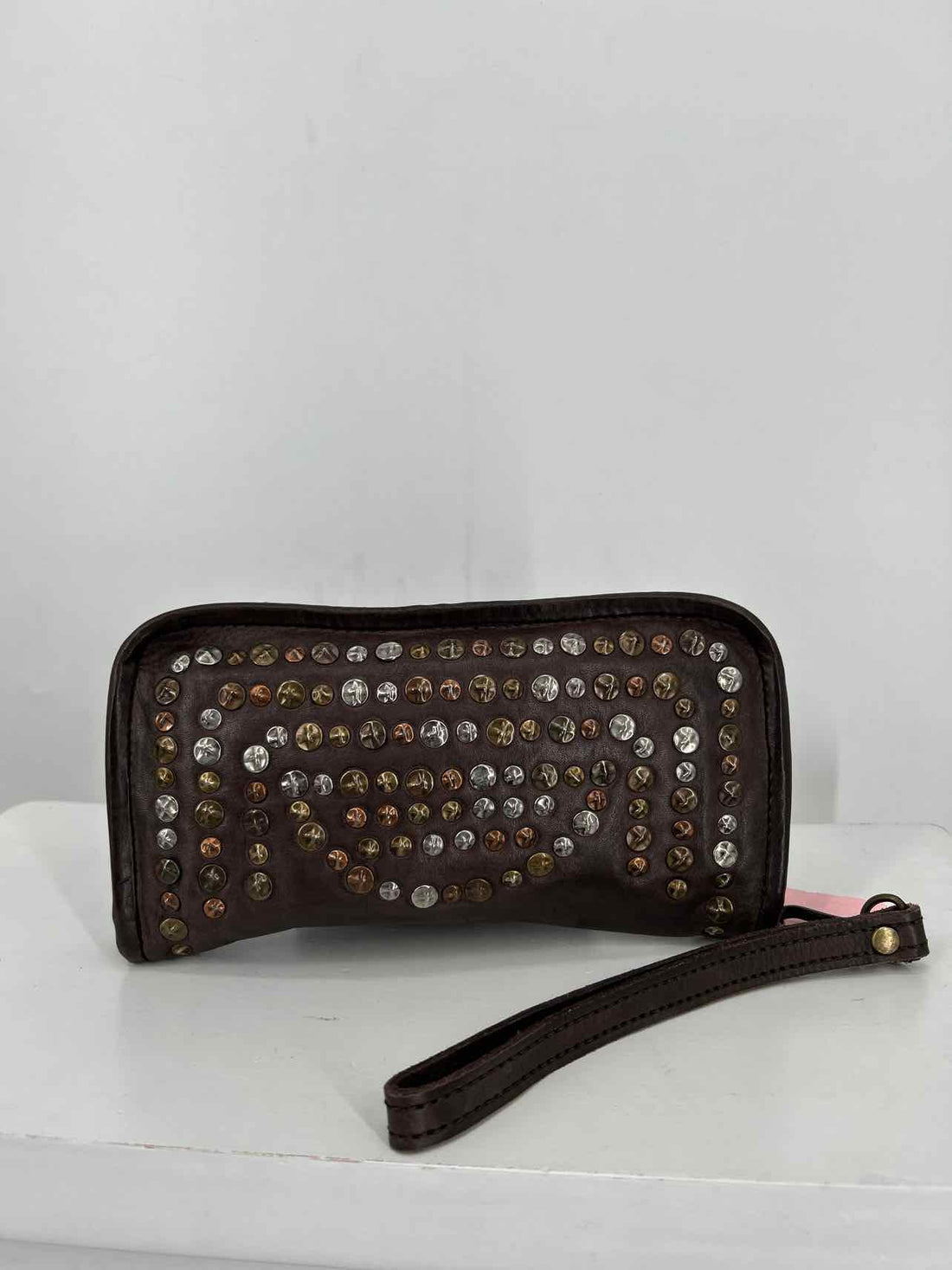 Platania Dark Brown Leather Pre Owned Clutch