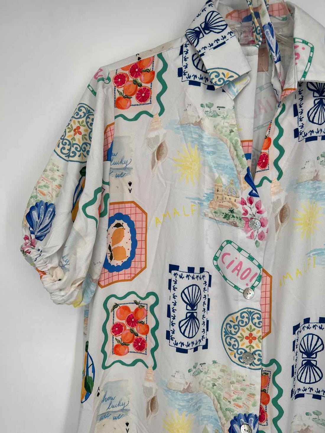 Beloved Size L White Print Short Sleeve Dress