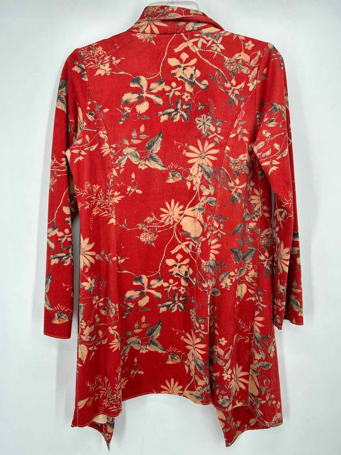 Solitaire Size M Red Floral Faux Suede Jacket