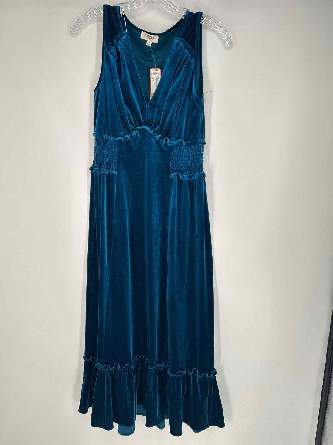 Umgee Size S Blue Velvet Sleeveless Dress
