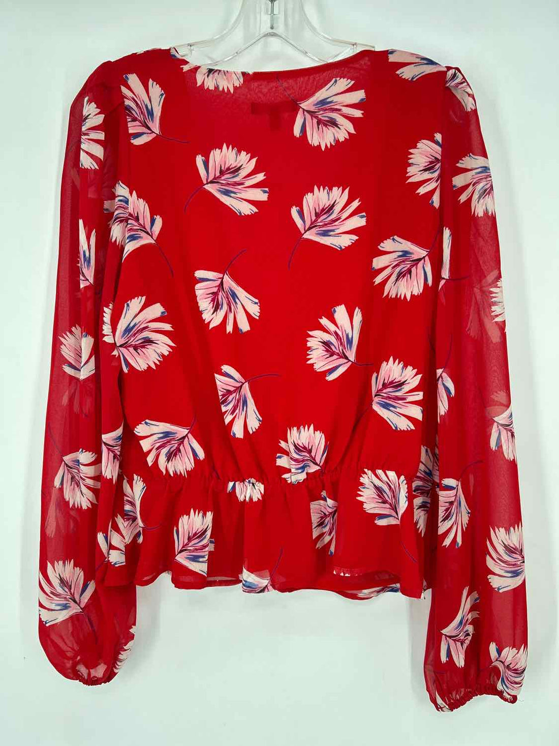Express Size M Red Floral Long Sleeve