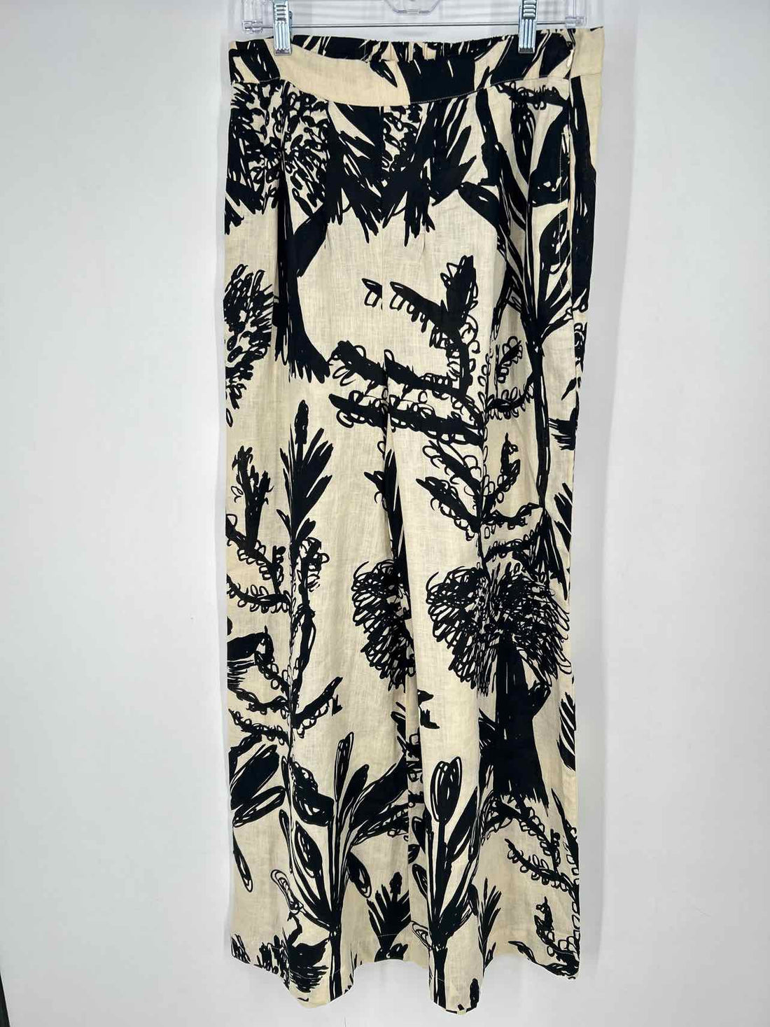 Bel Kazan L Cream & Black Linen New Boutique Pants