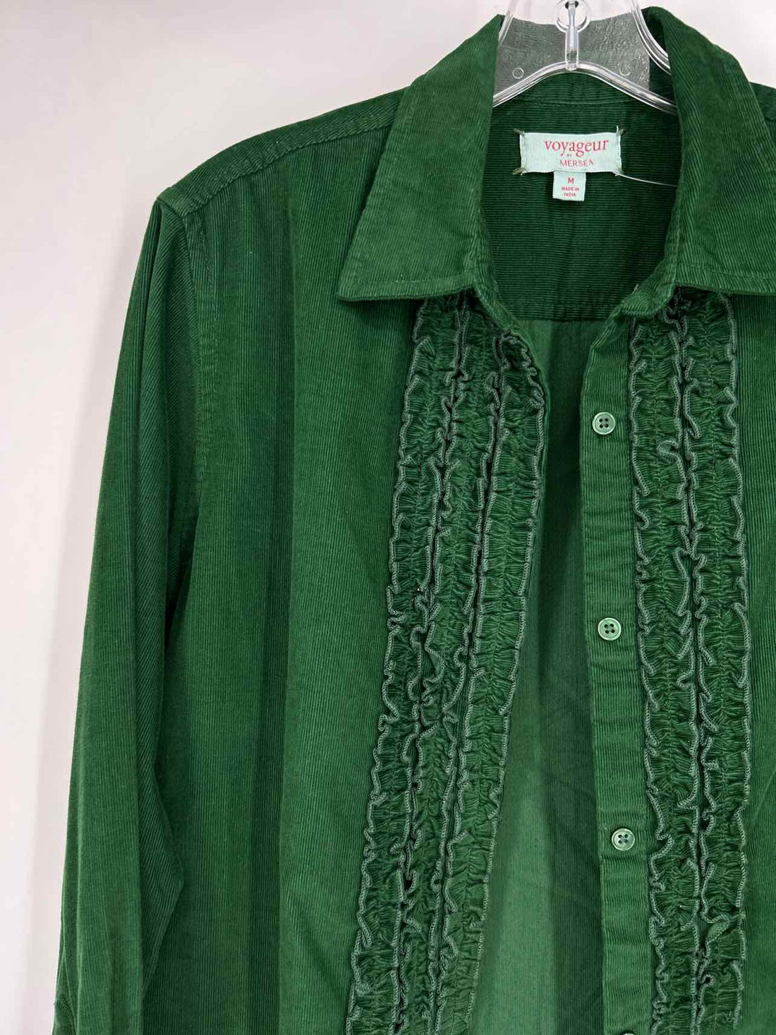 Voyageur by Mersea Size M Dark Green Corduroy Long Sleeve