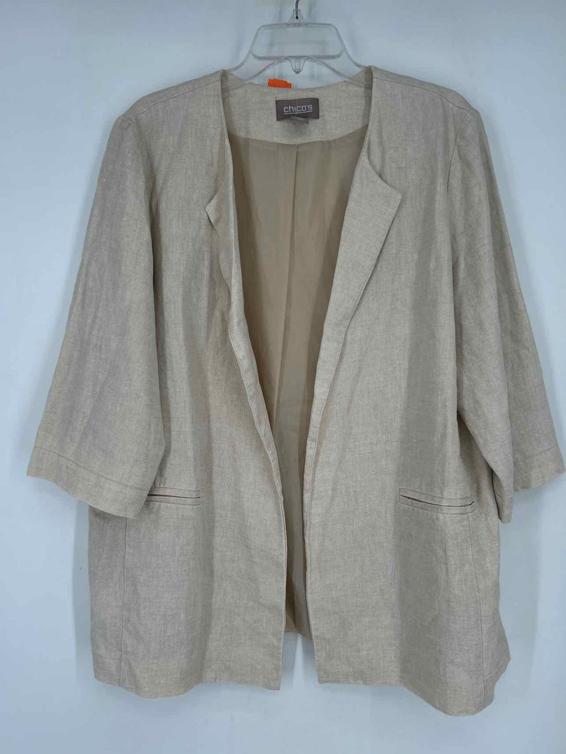 Chicos Size 3 (XL) Beige Linen Blazer
