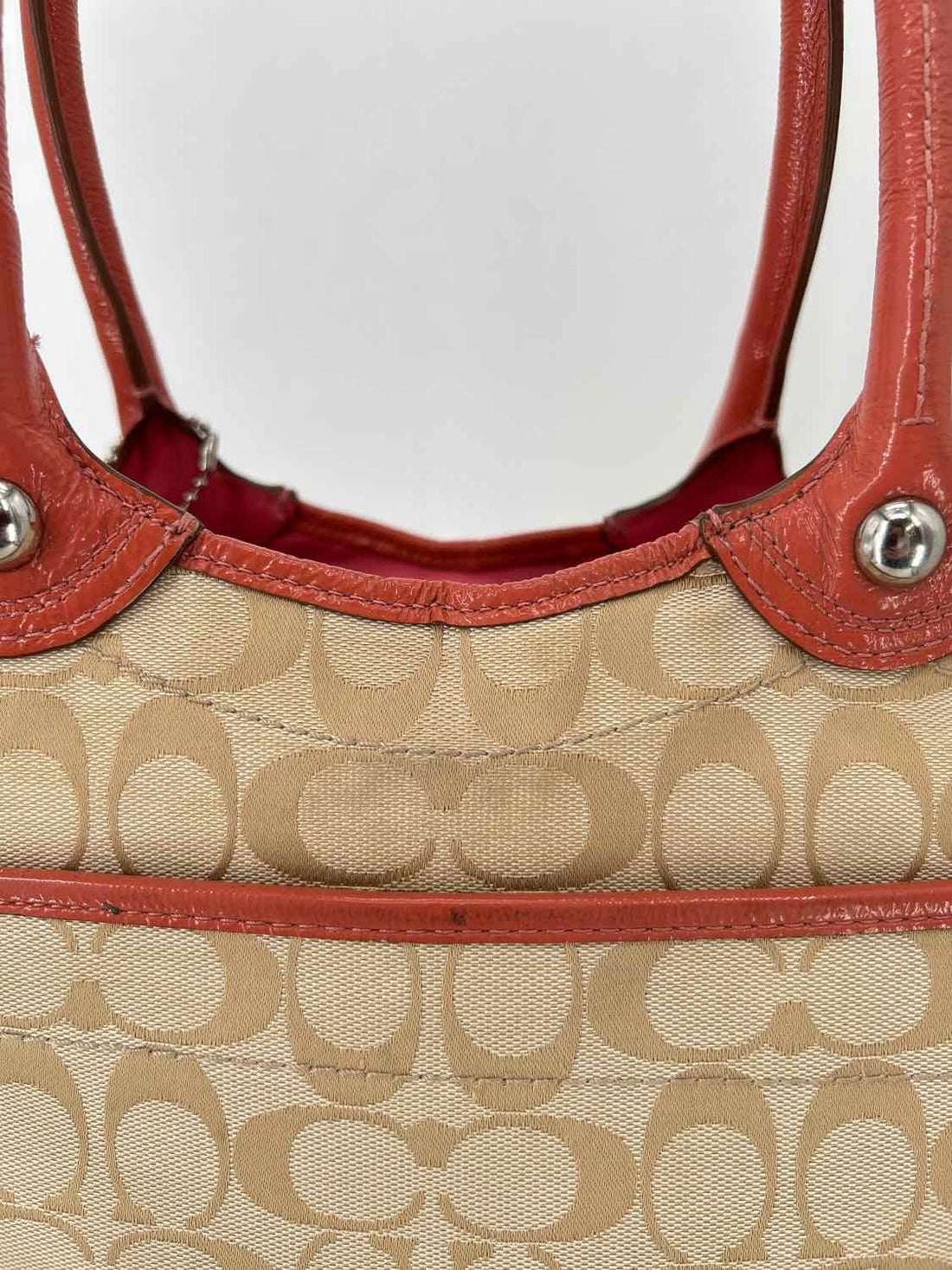 Coach Beige & Pink Canvas Tote