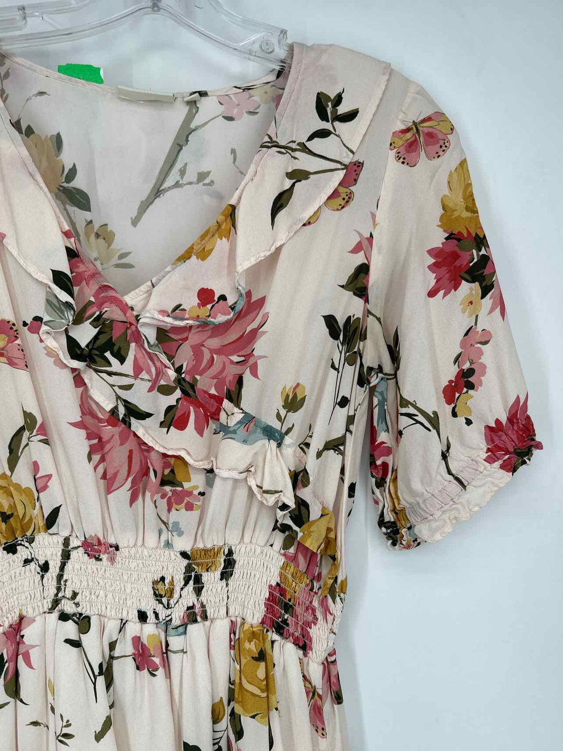 Spartina Size M White Floral Short Sleeve Dress