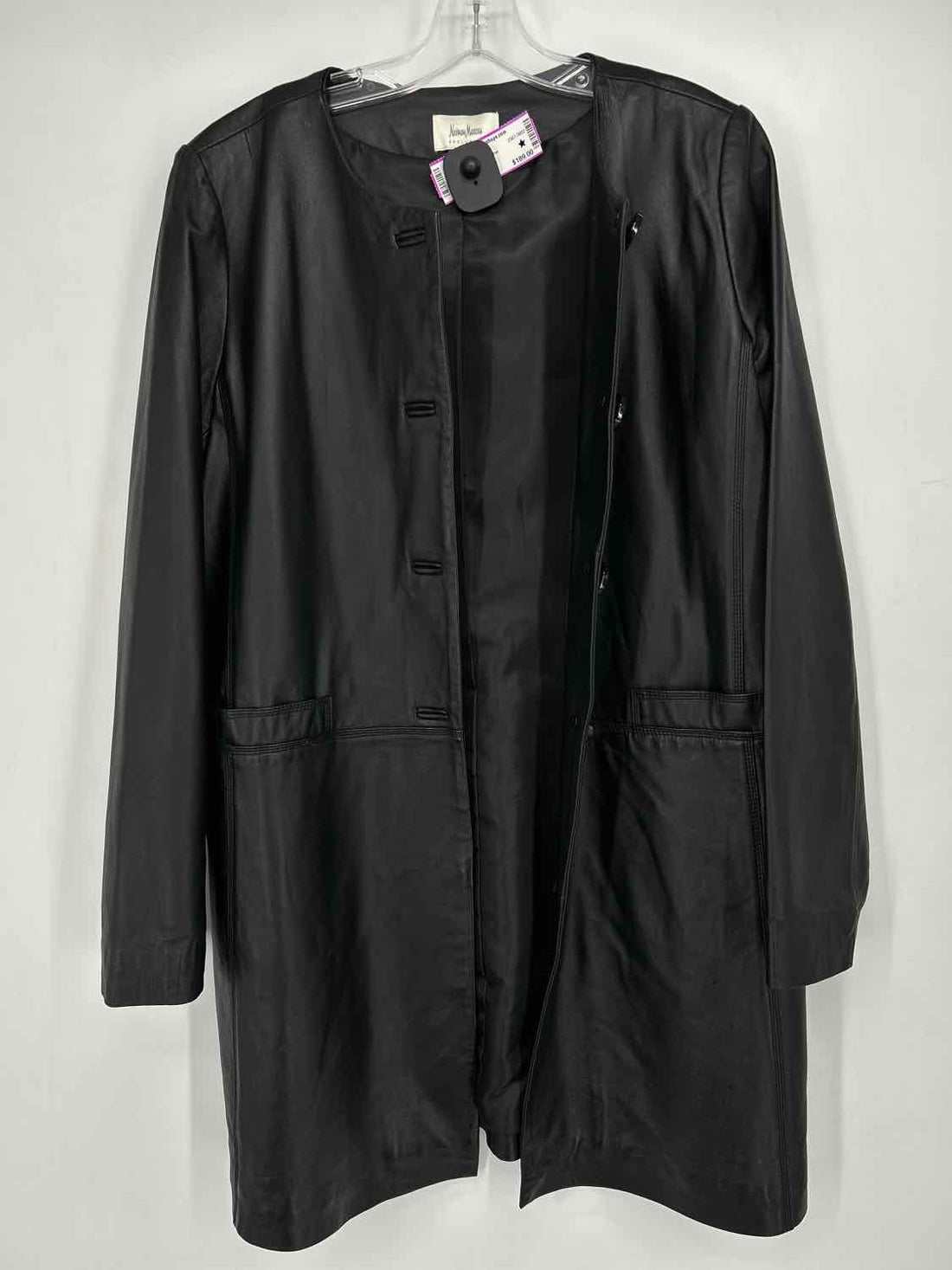 Neiman Marcus Size M Black Genuine Leather Coat