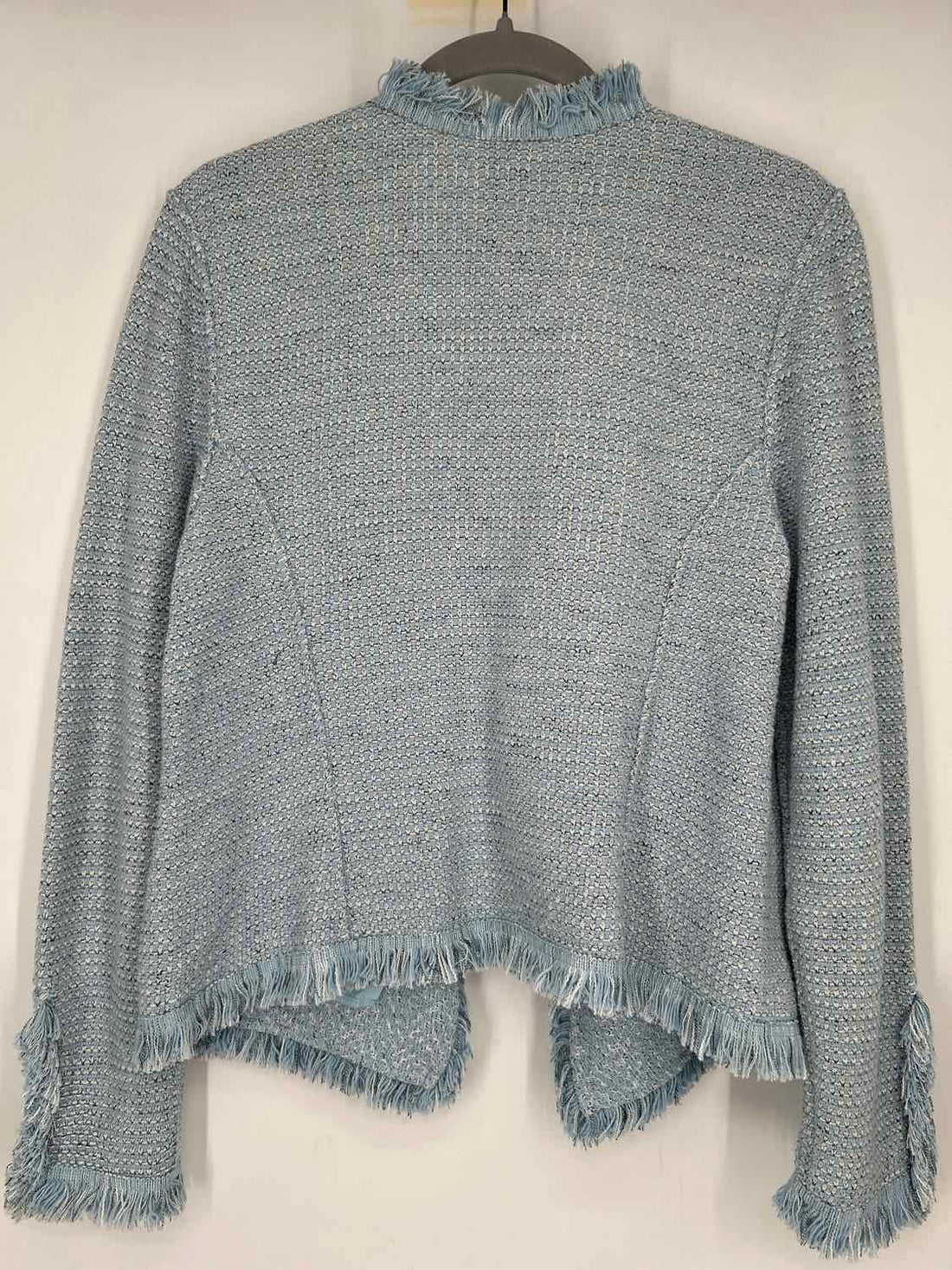 Nic+Zoe Size M Light Blue & White Tweed Blazer