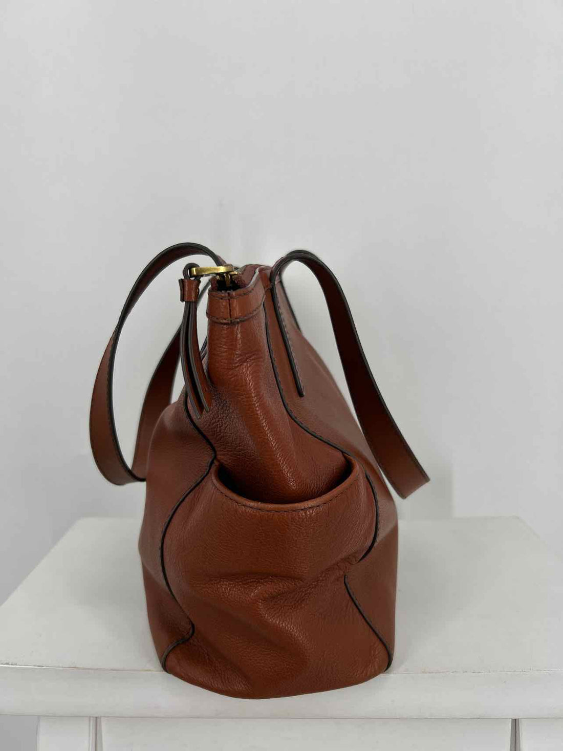 Fossil Cognac Leather Pre Owned Tote