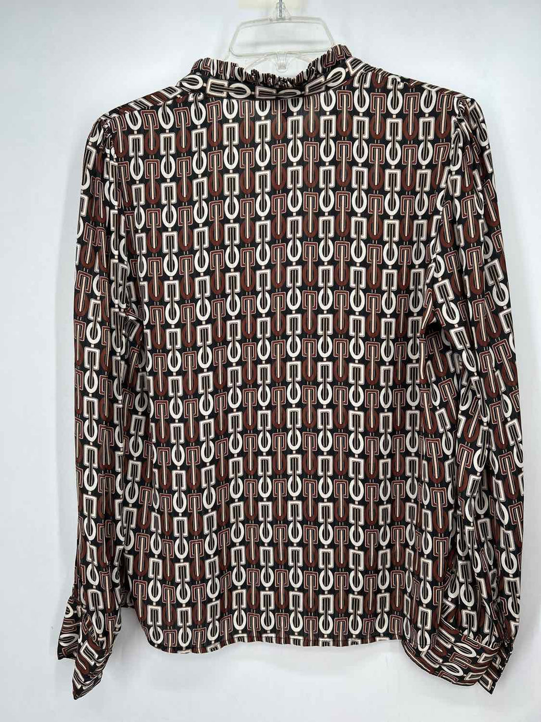 INC Size M Black White & Brown Print Long Sleeve