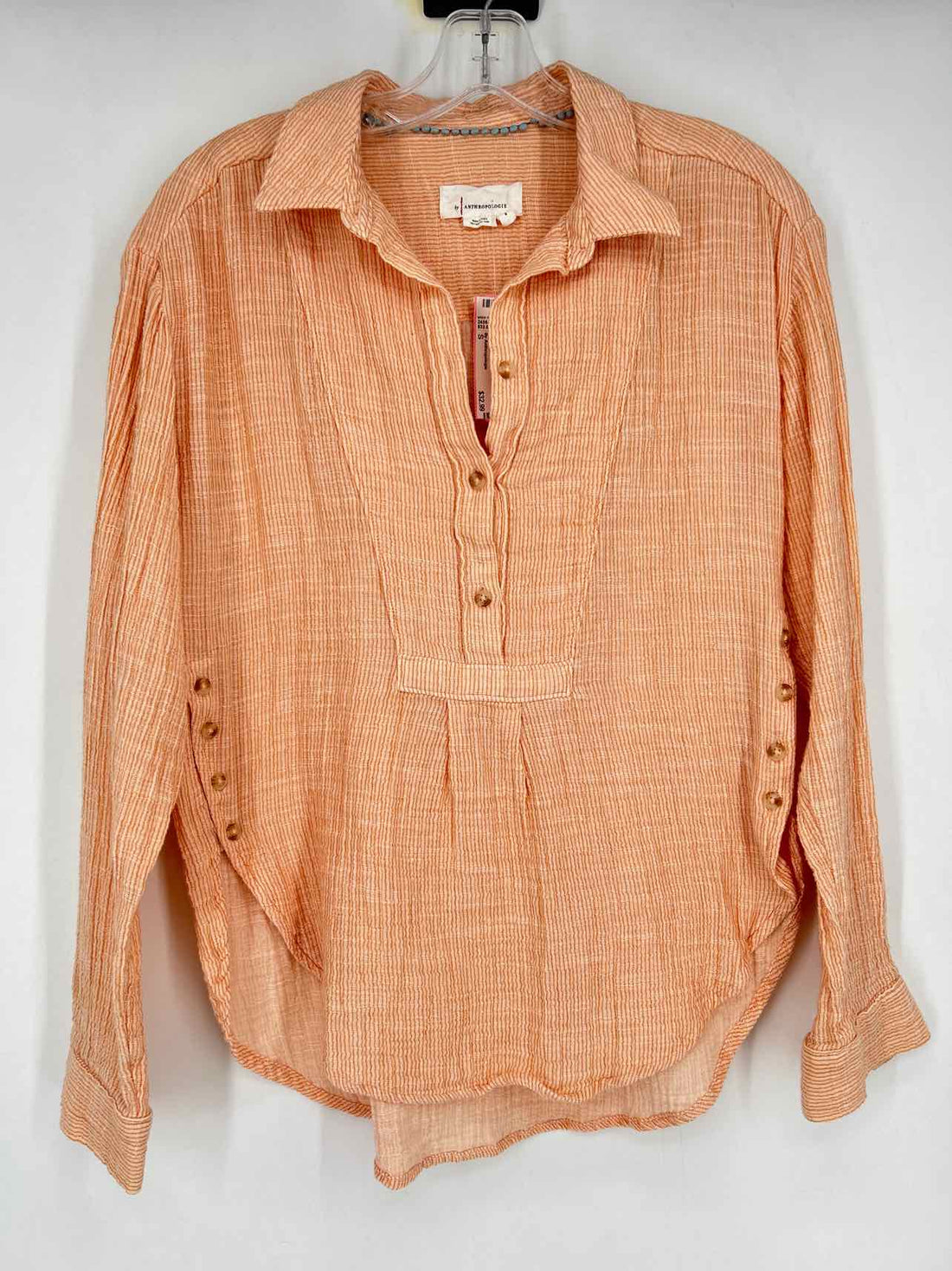 By Anthropologie Size S Orange Stripe Long Sleeve