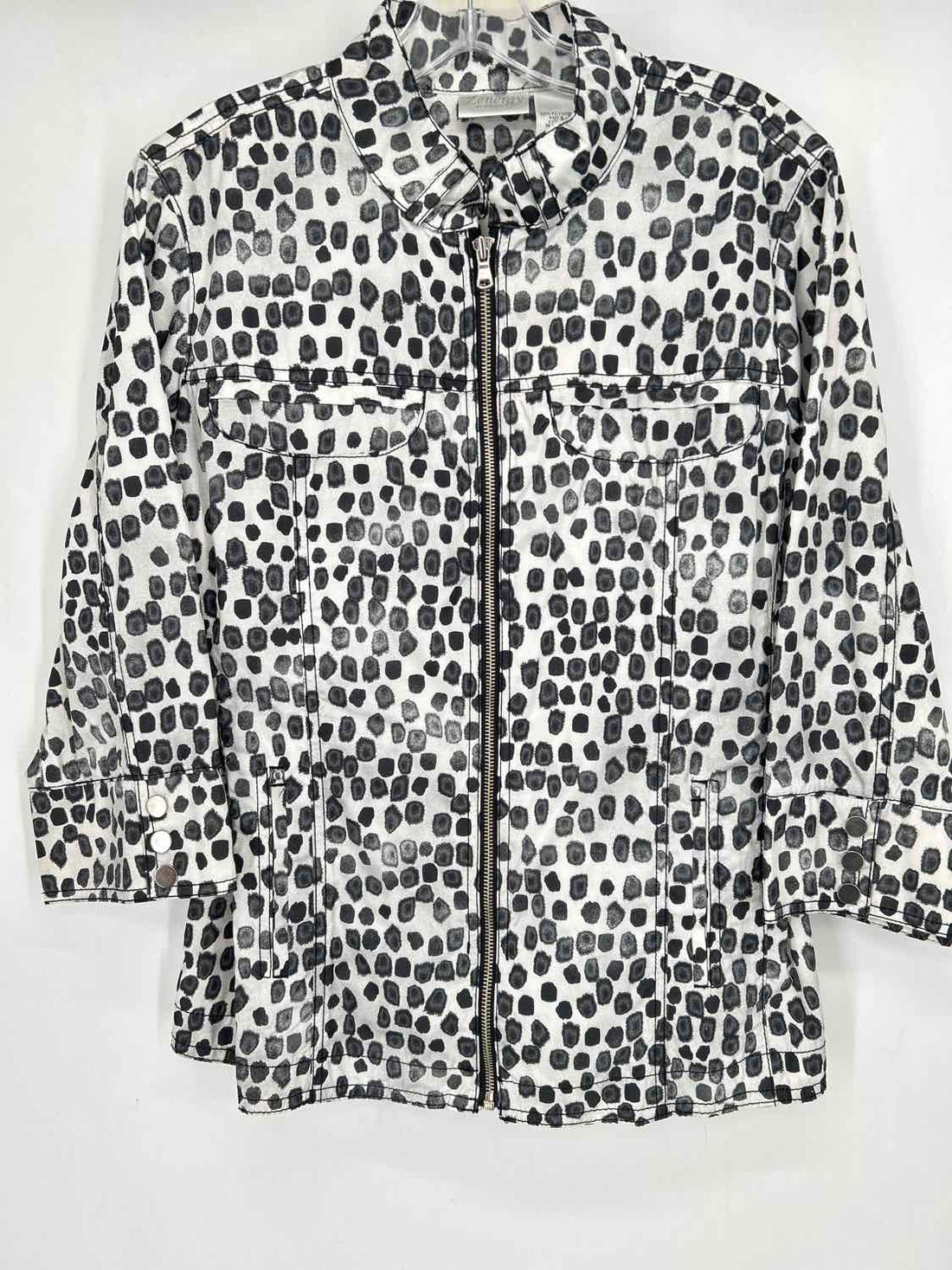 Zenergy by Chicos Size 2(L) White & Black Pre Owned Jacket