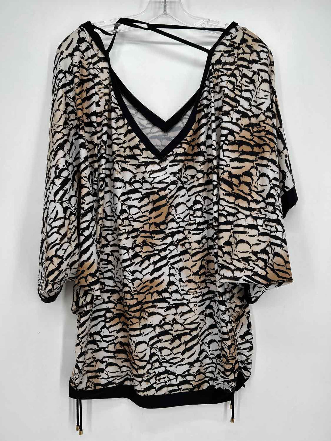Swim Systems Size S/M Black & Tan Print Coverup