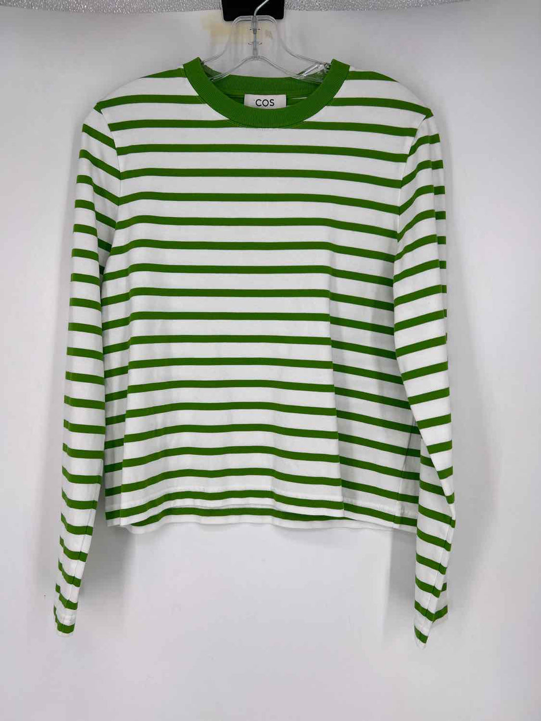 Cos Size M White & Green Striped Long Sleeve