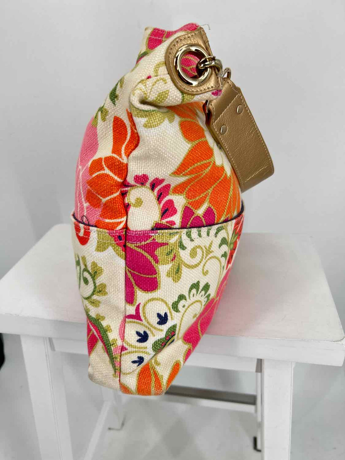 Spartina Pink Orange Floral Large Purse