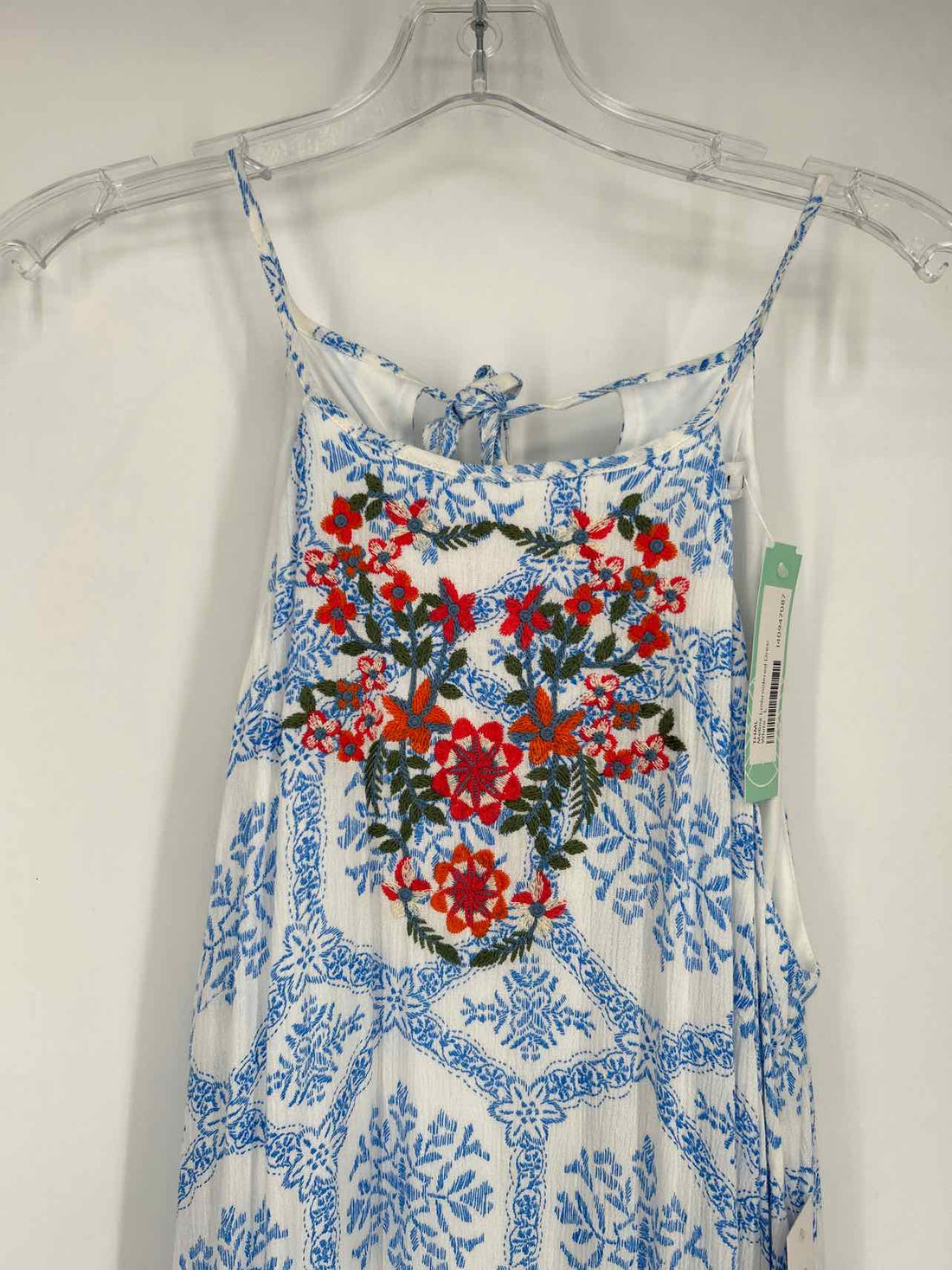THML Size L White & Blue Embroidered NWT Dress