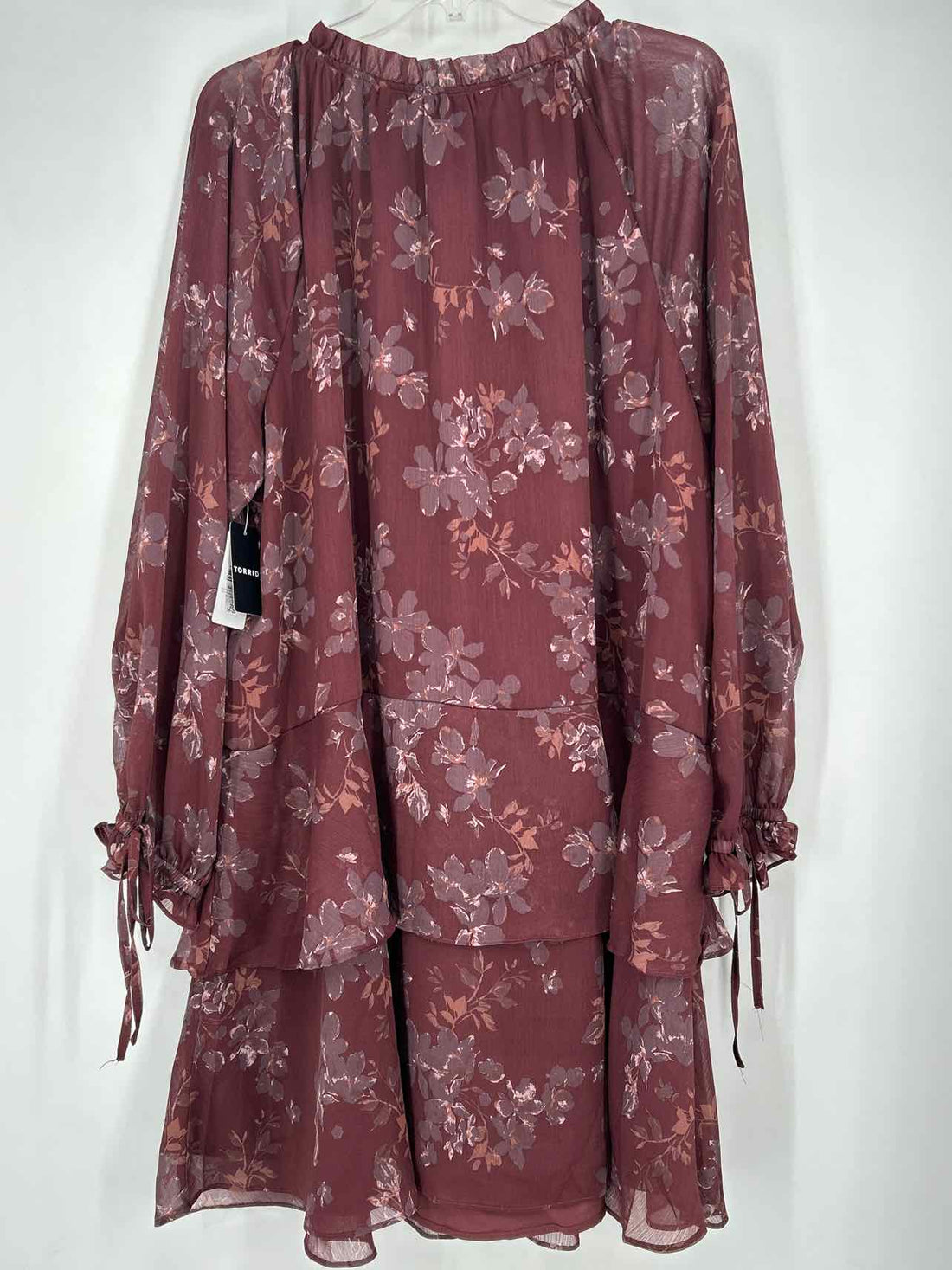 Festi Size 2X Burgandy Floral Long Sleeve Dress
