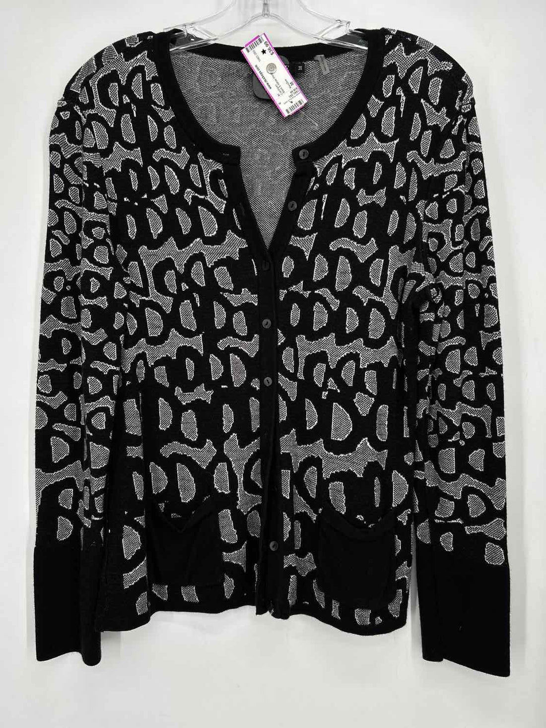 Nic+Zoe Size M Black & White Print Cardigan