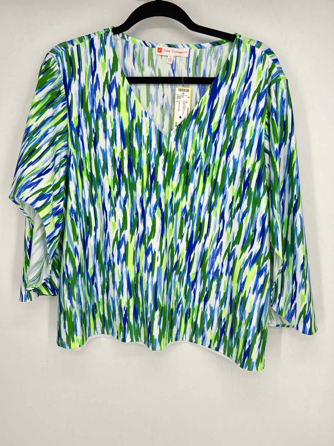 Jude Connally Size L White Green & blue Long Sleeve