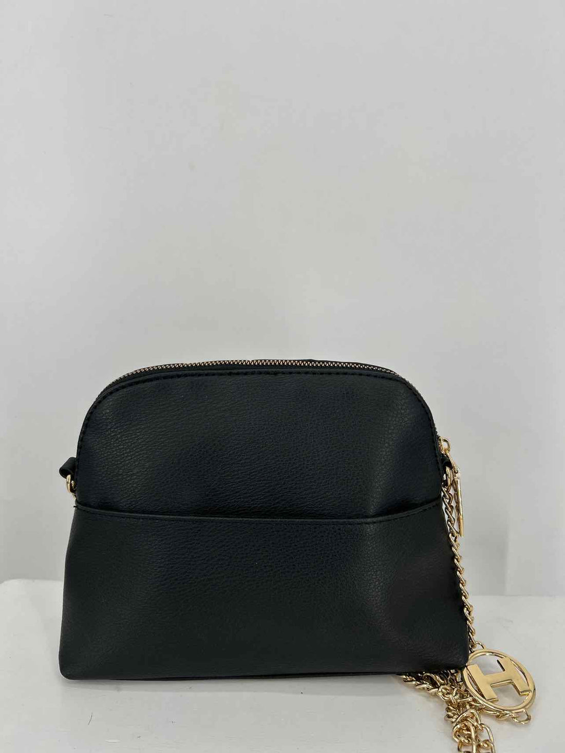 Halston Black Faux Leather Crossbody