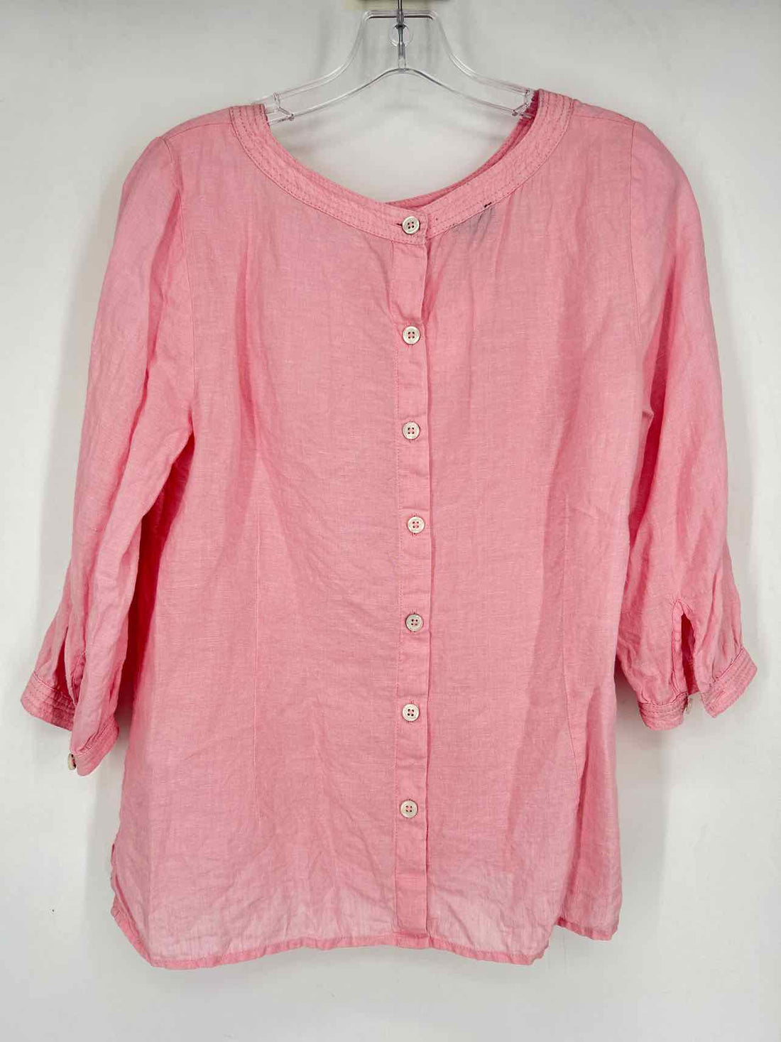 Talbots Size MP Pink Linen Long Sleeve