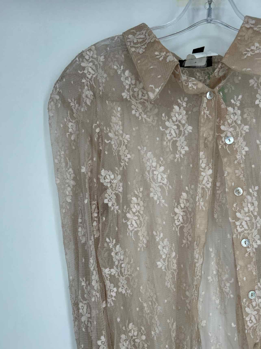Bebe Size L Beige Lace Long Sleeve