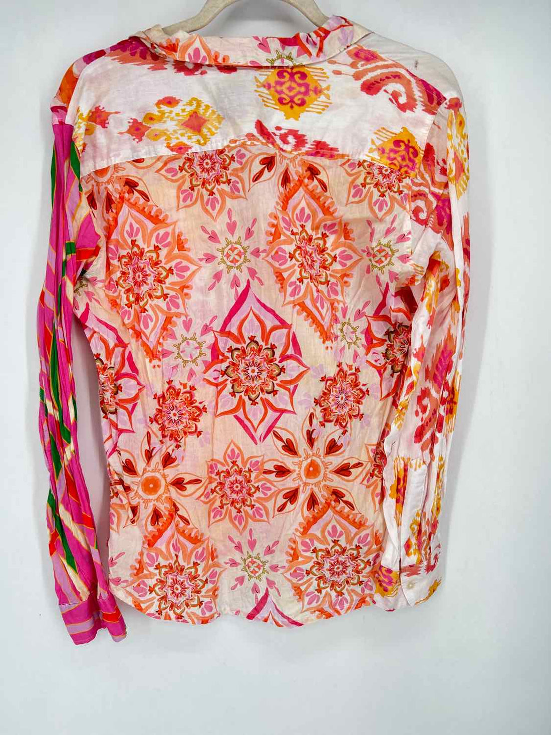 Calypso St Barth Size M White & Pink Print Long Sleeve