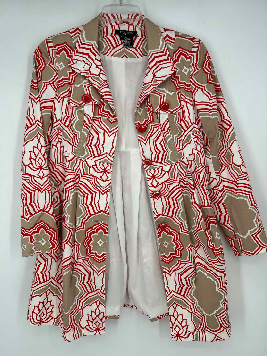 Etcetera Size 4 Tan Red & White Jacket