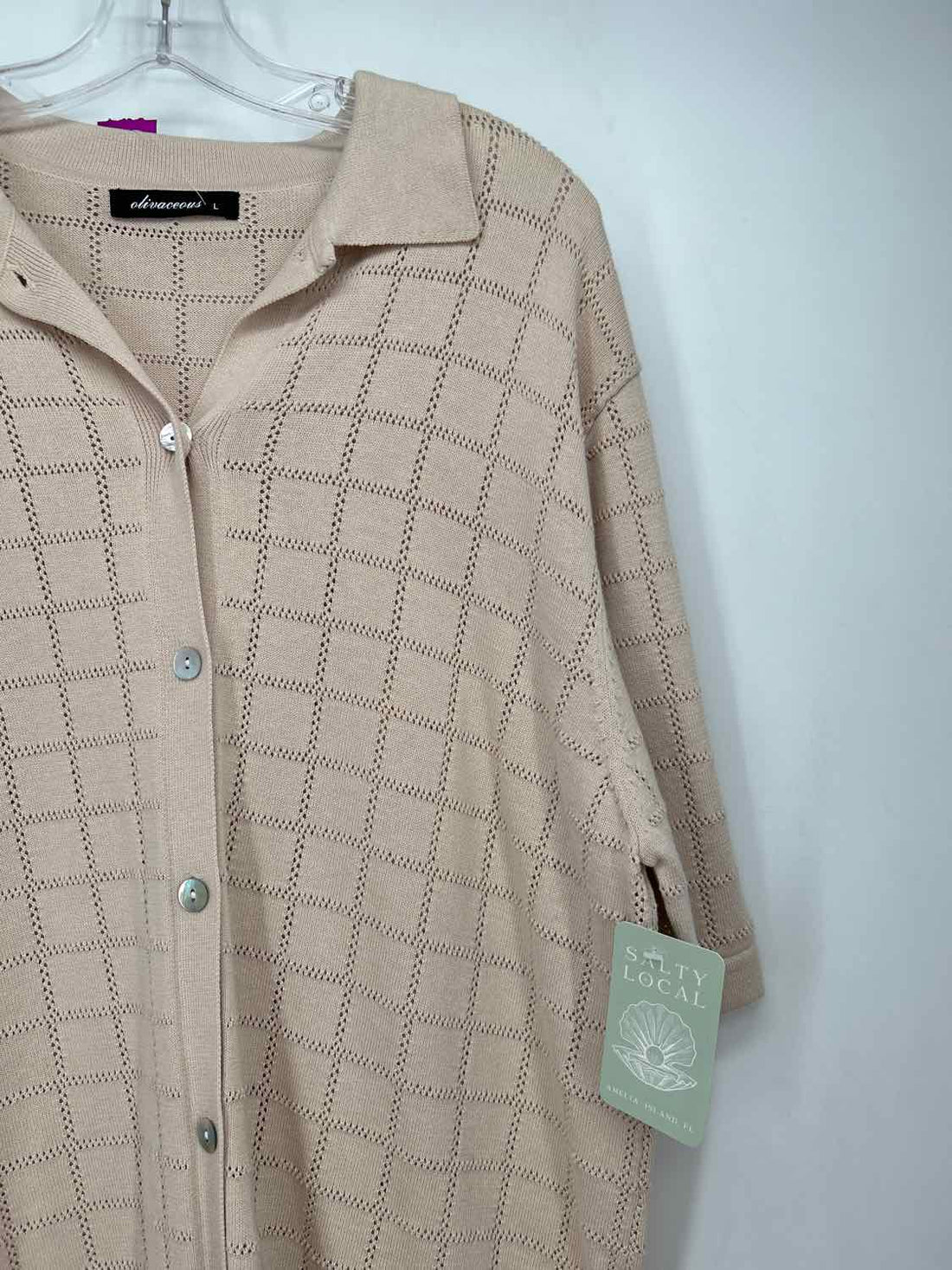 Olivaceous Size L Beige Perforated NWT Short Sleeve
