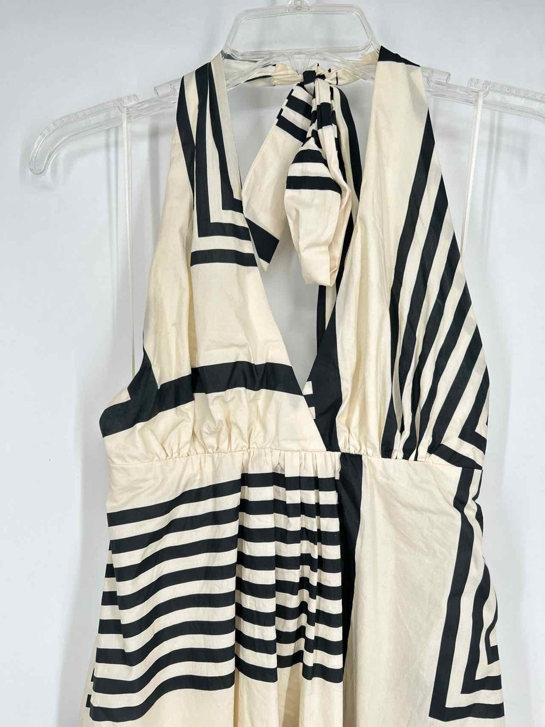 Miou Muse Size S Cream & Black Print Sleeveless Dress