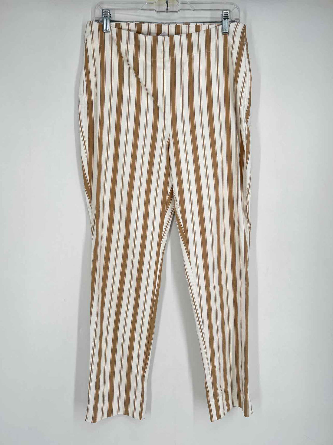 Chicos Size 1 (8) White & Tan Striped Pants