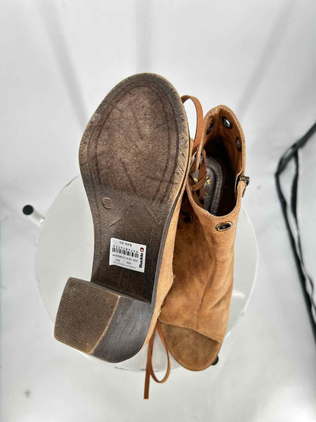 93 Vintage Women Size 8.5 Tan NWT Gina Peep Toe Ankle Boot