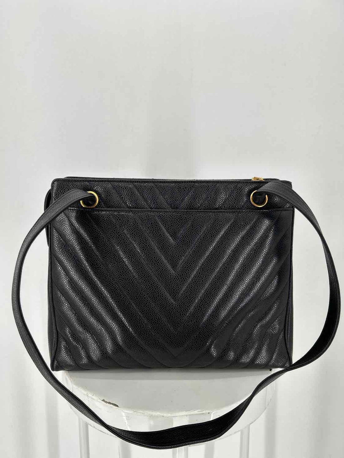 Chanel Cocoball V-Stitch Matelasse Black Caviar Leather Tote Bag