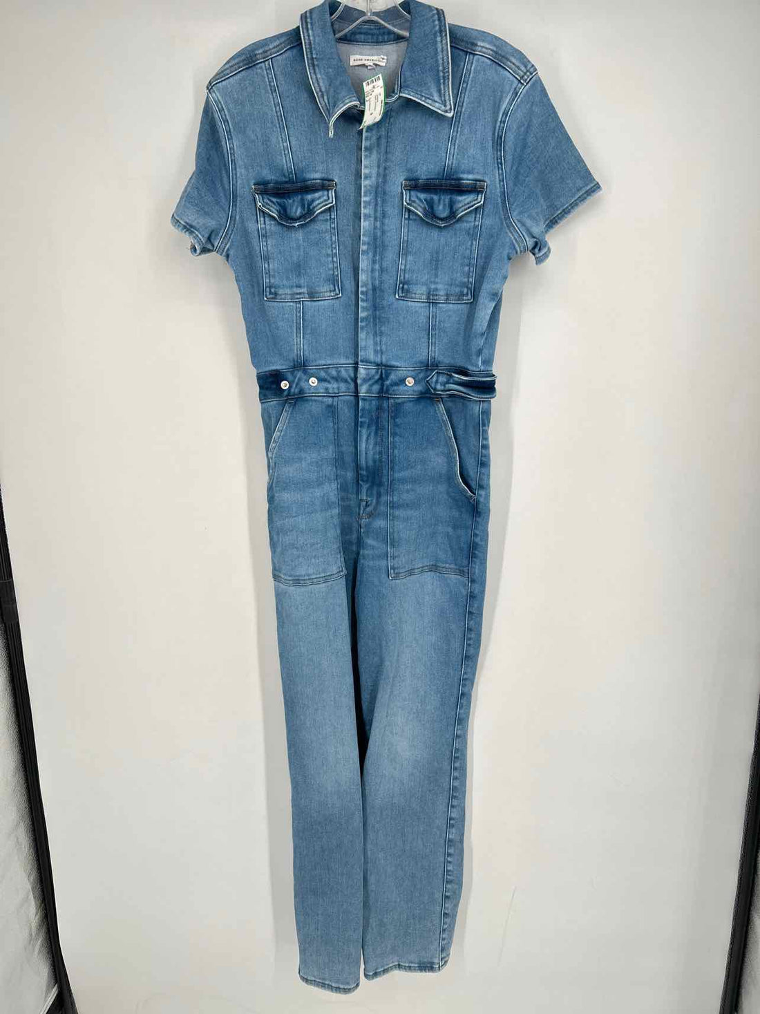 Good American Size 2 Denim Short Sleeve Jumpsuit