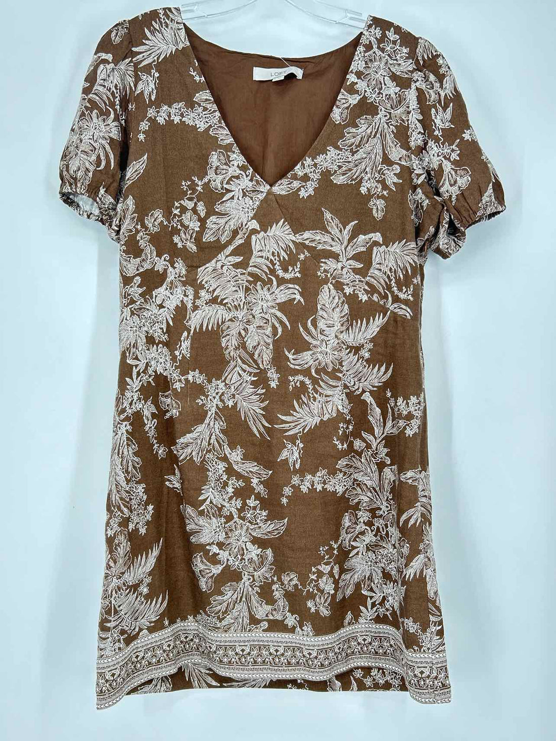 Loft Size 8 Brown & White Floral Short Sleeve Dress