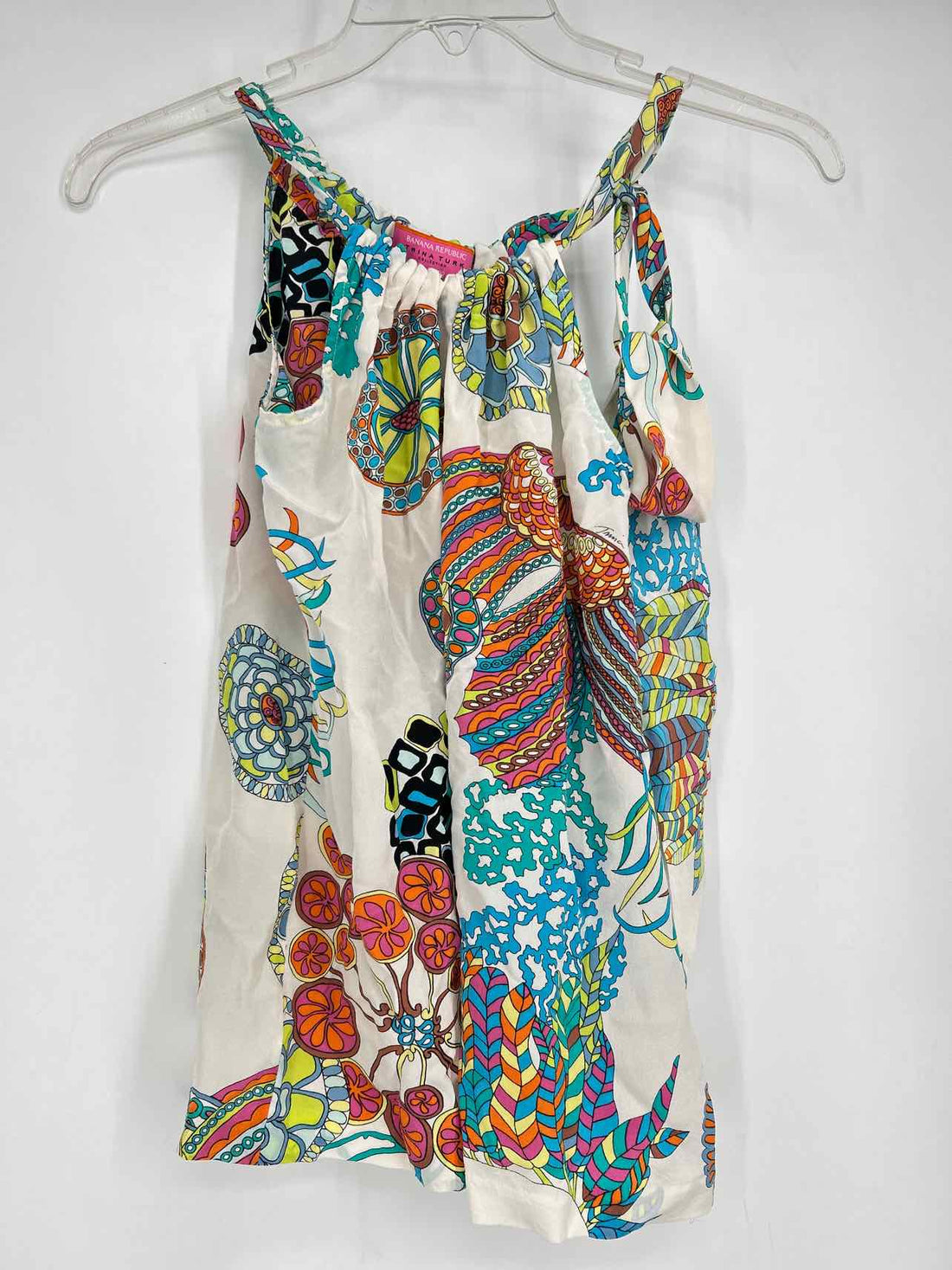 Banana Republic Size 2 White Floral Silk Sleeveless