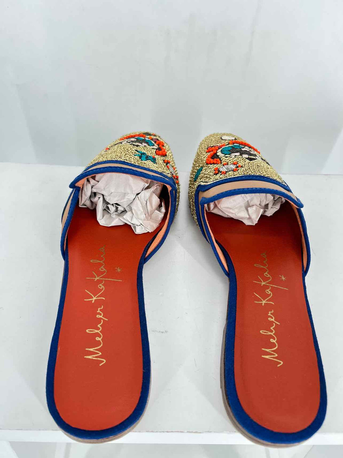 Meher KaKalia Women Size 39.5 Gold Leather Mules