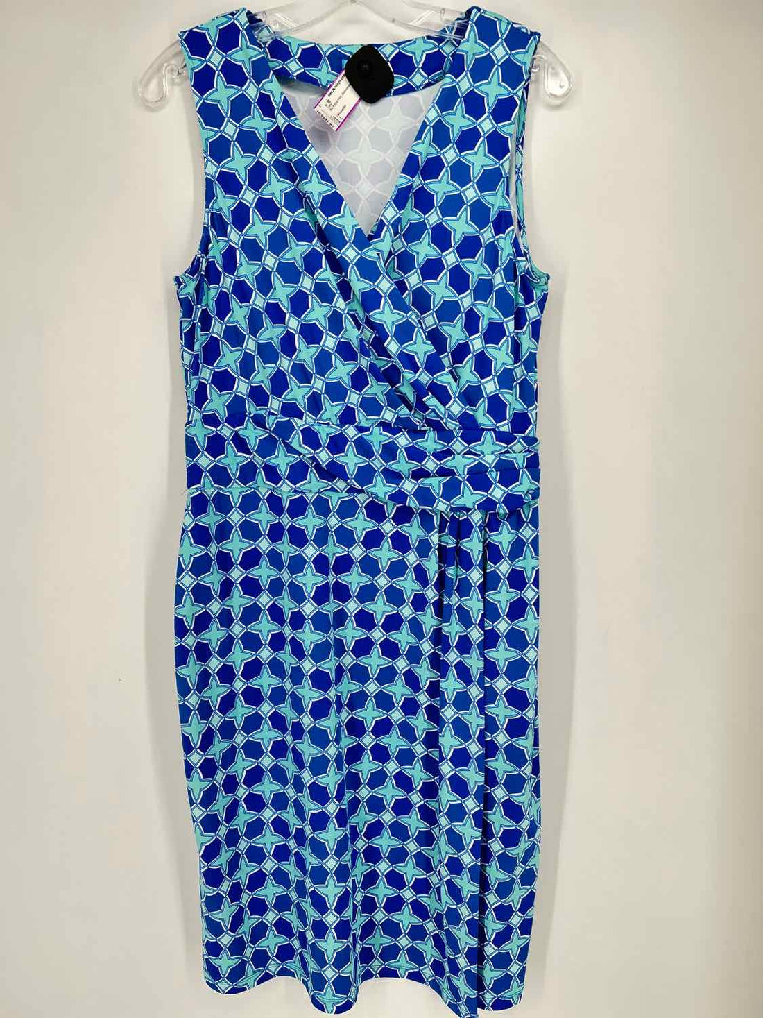 J McLaughlin Size L Blue & Aqua Print Sleeveless Dress