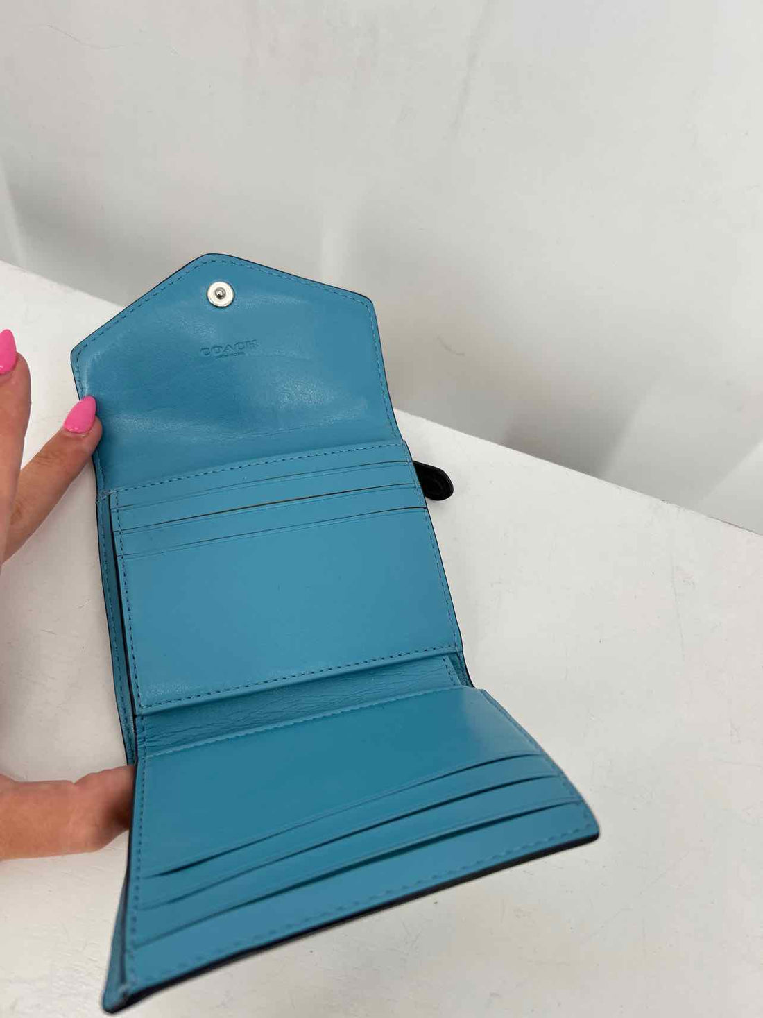 Coach Blue Print Pebbled Leather Wallet