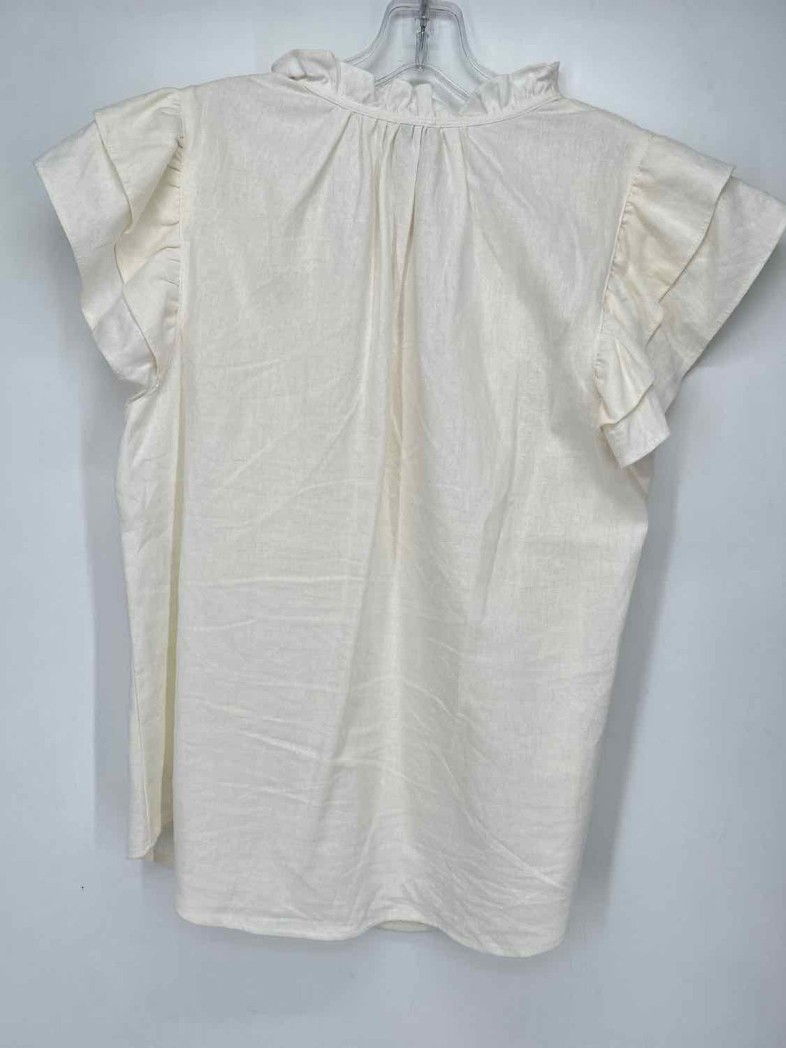 Anne Klein Size M Off White Linen Blend Short Sleeve